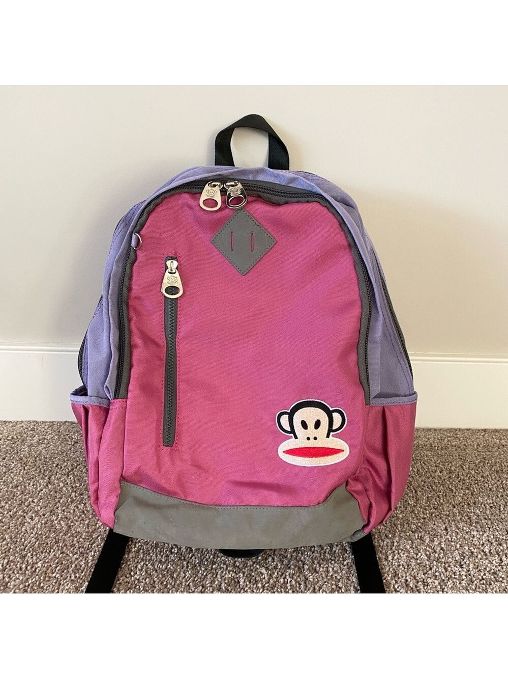 2010 Paul Frank Backpack Julius the Monkey Pink & Purple